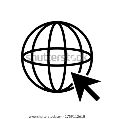 globe and cursor icon. go to internet symbol isolated on white background. vector illustration