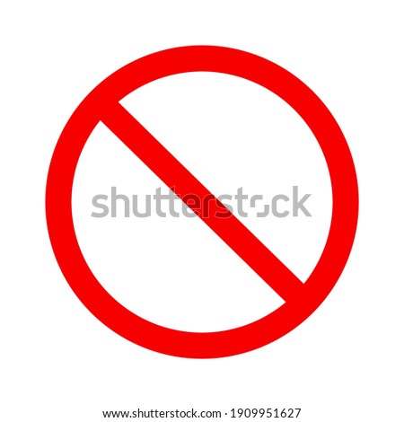 red prohibition sign on white plate isolated on white background