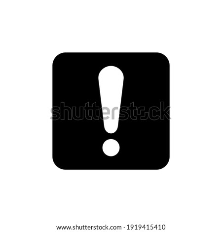 white exclamation mark on black square isolated on white background. caution icon