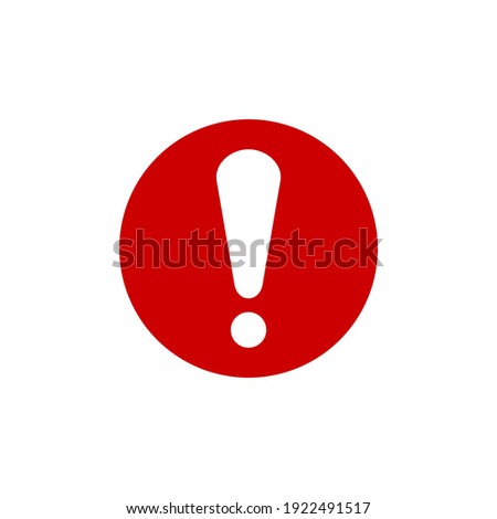 white exclamation mark on red circle isolated on white background. warning icon