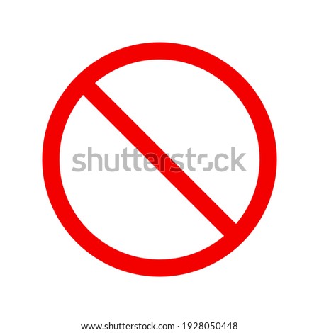 red prohibition sign on white plate isolated on white background. vector illustration