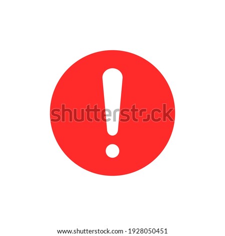 white exclamation mark on red circle isolated on white background. vector illustration
