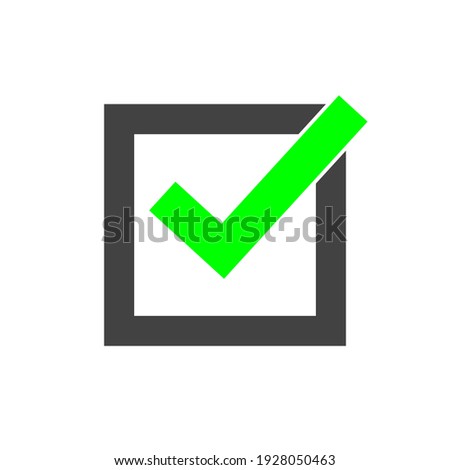 green check mark sign tick in black check box. checklist icon isolated on white background. vector illustration