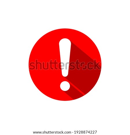 white exclamation mark on red circle isolated on white background. vector illustration