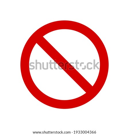 red prohibition sign on white plate isolated on white background. vector illustration