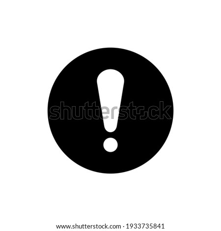 white exclamation mark on black circle isolated on white background. vector illustration