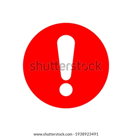 white exclamation mark sign on red circle isolated on white background. vector illustration