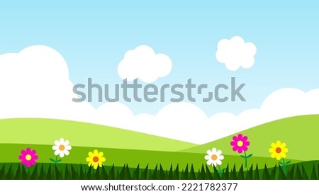 Similar – Image, Stock Photo Flowers Meadow landscape with grass and wildflowers cloudy sky