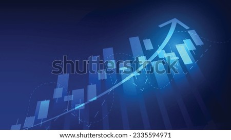 Financial business statistics with bar graph and candlestick chart show stock market price on dark background