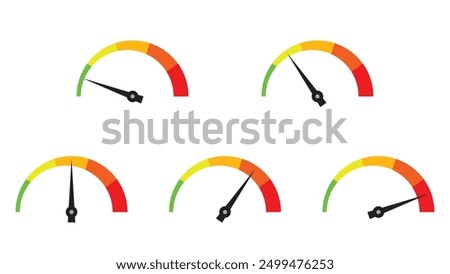 level measuring gauge set with different level indicator isolated on white background