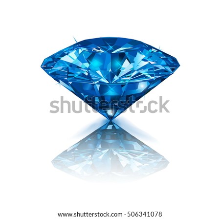 Beautiful blue gemstone sapphire on white background. Vector illustration.