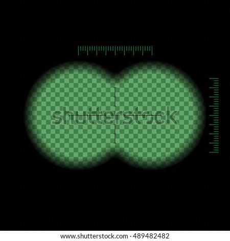 Vector illustration. Binoculars night green view transparent with soft edges and crosshair. Design concept for film, web, graphic design. Stock foto © 