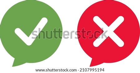 Checkmark icons. Green tick and red cross checkmarks. Check mark and X symbols.