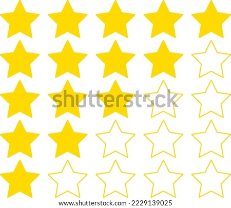 Five stars quality rating icon.