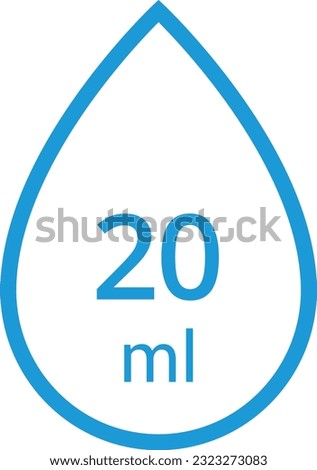 Water Capacity symbols. 1, 2, 5, 10, 100 Milliliters, liters icon. Water drop infographic elements. Vector illustration.