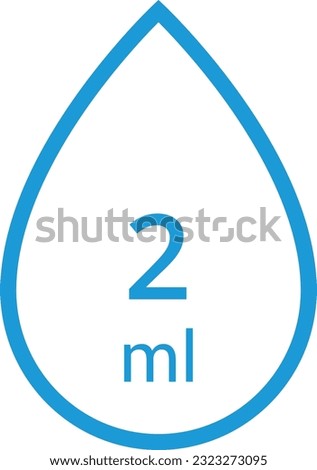 Water Capacity symbols. 1, 2, 5, 10, 100 Milliliters, liters icon. Water drop infographic elements. Vector illustration.