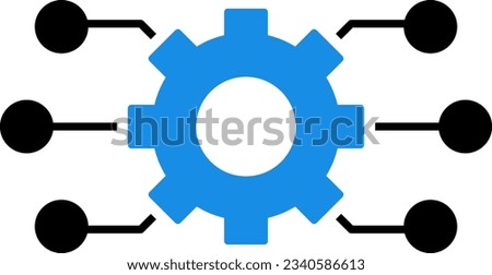 Circuit gear vector illustration. Gear with chip. Digital tech business logo template concept illustration. Gear electronic factory sign. Gear technology vector icon.