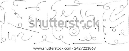 Hand drawn arrows. Simple curved arrows set isolated on white background. Zigzag arrow stripes design with lines. Doodle, sketch style. Vector illustration
