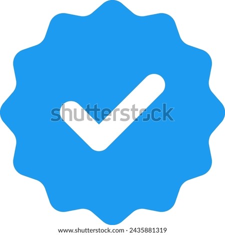 Blue check mark tick verification icon symbol vector.