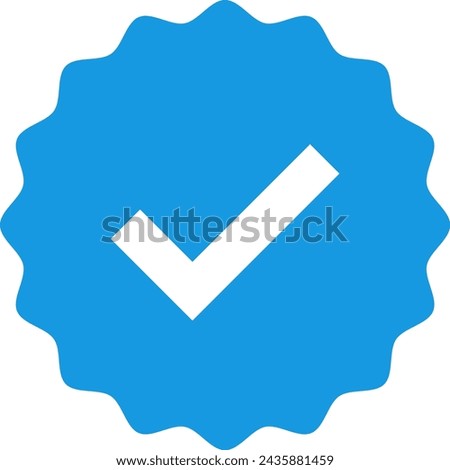 Blue check mark tick verification icon symbol vector.
