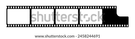 Grunge film strips collection. Old retro cinema movie strip video recording. Vector .