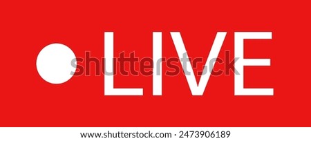 Live streaming icon . Live broadcast video broadcasting icon. Red button sign for news, shows, video, TV, movies. Vector illustration .