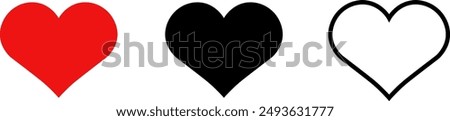 Heart or like icon. Valentines Day. Social network like red heart buttons. Perfect Love symbol. Live stream video chat like. Vector illustaration isolated on white background.