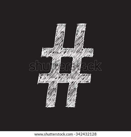 hash pound symbol sketch on black background