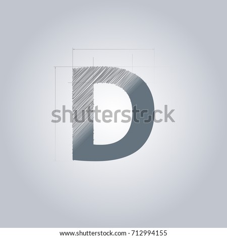 Letter D logo. Alphabet logotype architectural design. Grey color. Blueprint. With gradient.
Concept design template.