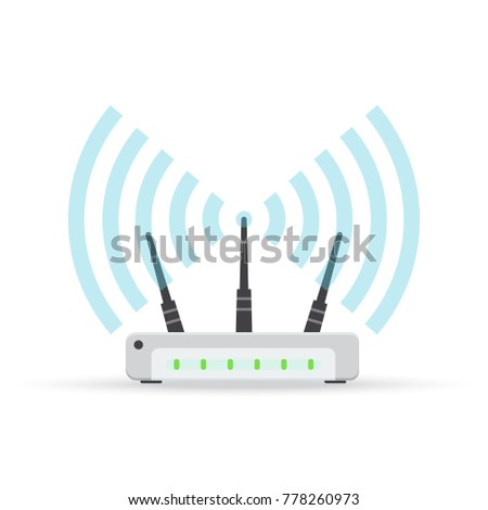 Wireless ethernet modem router sign, Vector illustration. Isolated on white.