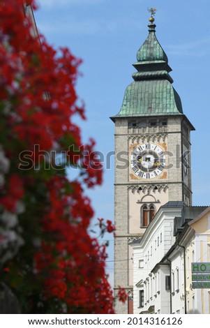 Town tower and town square of Enns, Upper Austria, Austria, Europe Photo stock © 