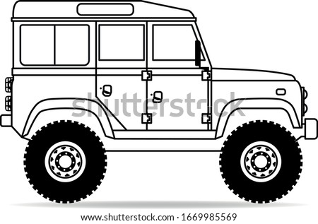 A British off-road vehicle as an outline drawing
