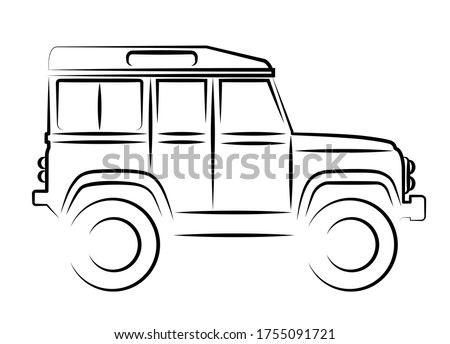 A British off-road vehicle as a hand drawing