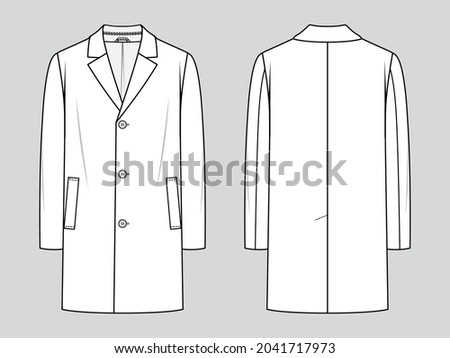Men's coat. Classsic winter coat. Fashion sketch. Flat technical drawing. Сток-фото © 