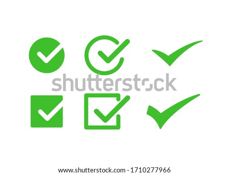 Right, Correct, check-in Green Icon Sign Vector Template Set EPS 10 