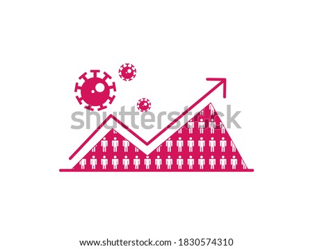 Corona Virus second wave with arrow indicating upward trend. COVID-19 second wave in winter in European Union and Britain. Corona virus cases surging graphs