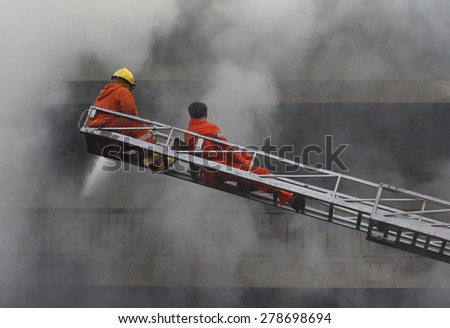 CHIANG MAI, THAILAND MAY 17: Fire in Warehouses - catch fire in warehouses of Sales Religious Supplies Substantial damage on May 17, 2015 in Chiang Mai, Thailand.
