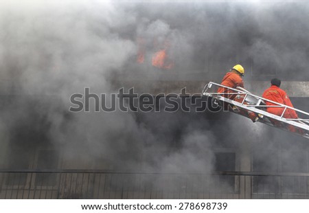 CHIANG MAI, THAILAND MAY 17: Fire in Warehouses - catch fire in warehouses of Sales Religious Supplies Substantial damage on May 17, 2015 in Chiang Mai, Thailand.