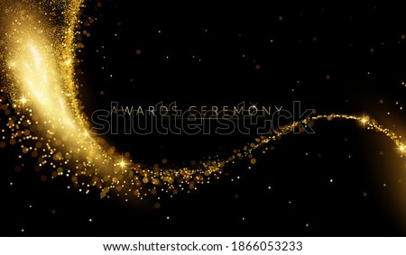 Award nomination ceremony luxury background with golden glitter sparkles