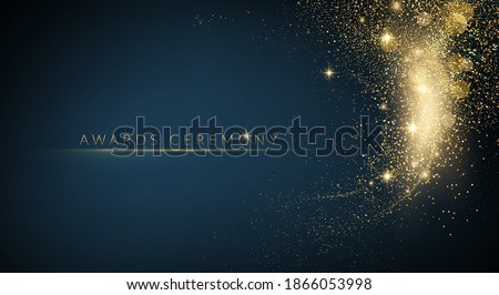 Award nomination ceremony luxury background with golden glitter sparkles