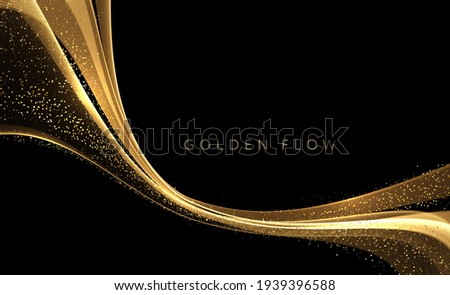 Abstract shiny color gold wave luxury background with golden glitter sparkles