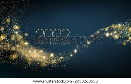 2022 New Year Abstract shiny color gold wave design element