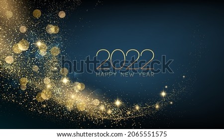 2022 New Year Abstract shiny color gold wave design element 商業照片 © 