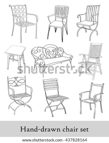 Hand-Drawn Chair Set 2 Stock Vector 437828164 : Shutterstock