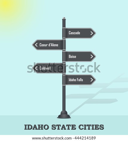 Road signpost template for USA towns and cities - Idaho state