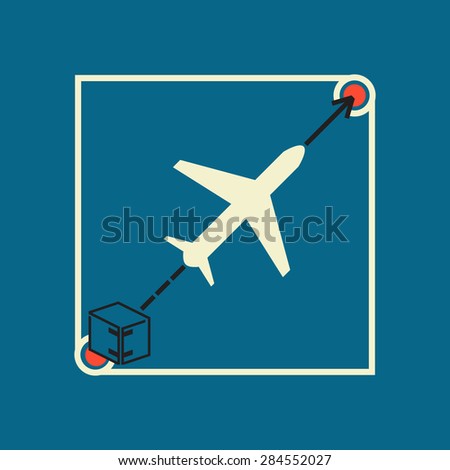 Worldwide Shipping, Transportation Airmail Delivery  by Air With Airplanes, Aviation. Vector Illustration