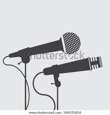 Two Microphones Icon, Voice Recorder, Interview, Karaoke, Audio Jack Sign. Vector, Illustration