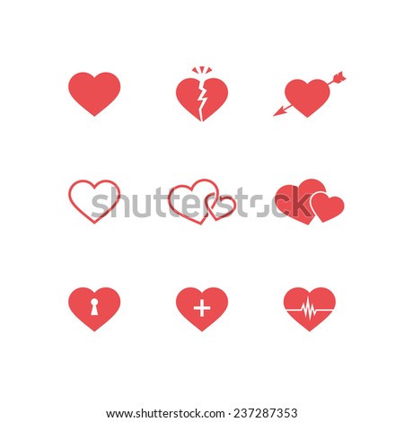 Heart Symbols Set - Valentine Heart Symbol. 