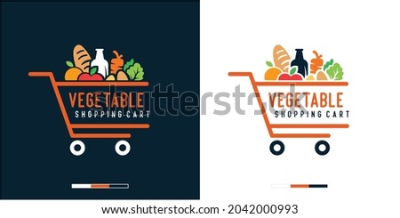Vegetables shopping cart logo design template