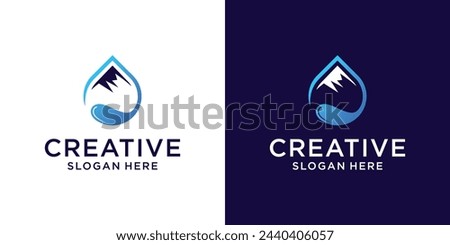 Water drop with mountain logo design vector